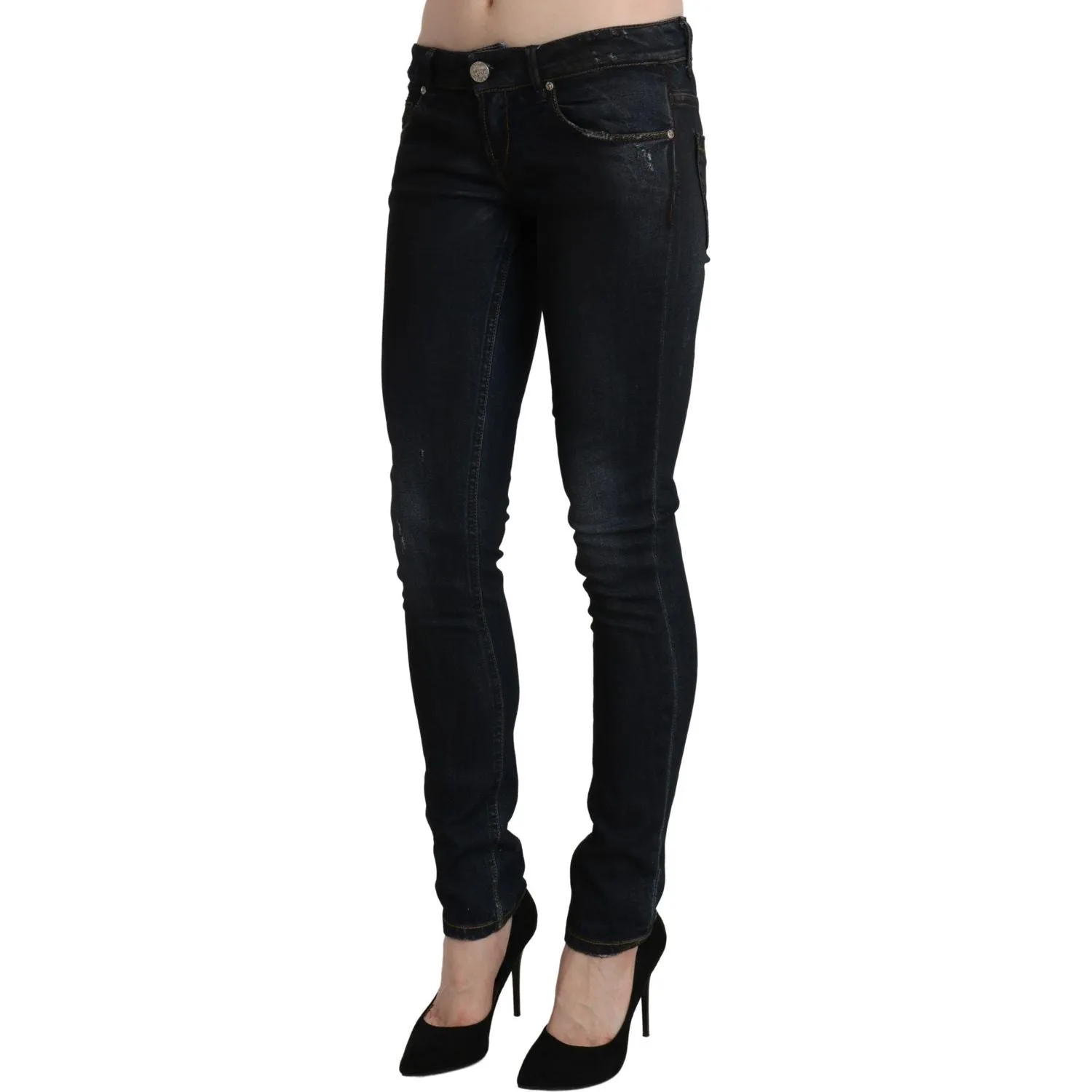 Acht Sleek Black Washed Skinny Jeans