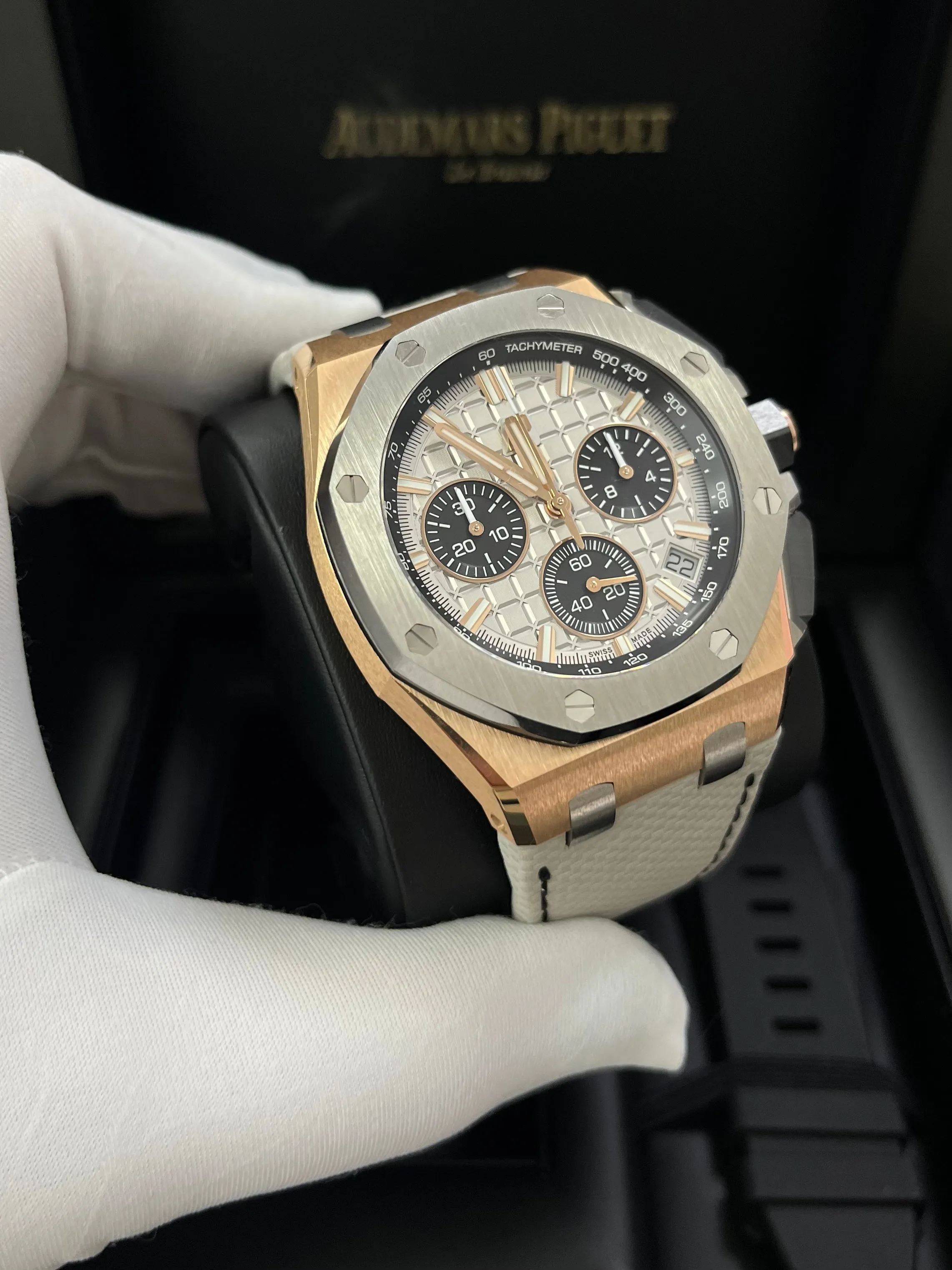 Audemars Piguet Royal Oak Offshore Chronograph 43mm Chronograph 18k Rose Gold and Titanium Grey Dial Ref# 26420OI.OO.A015VE.01