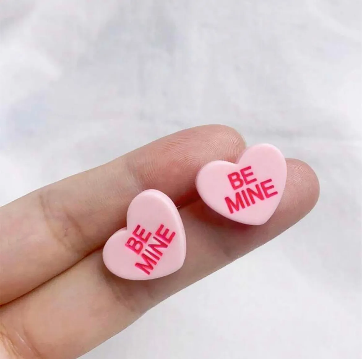 Beautiful "Be Mine" Candy Heart Earrings