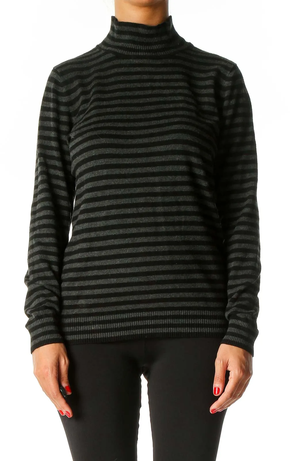 Black Striped Casual Sweater