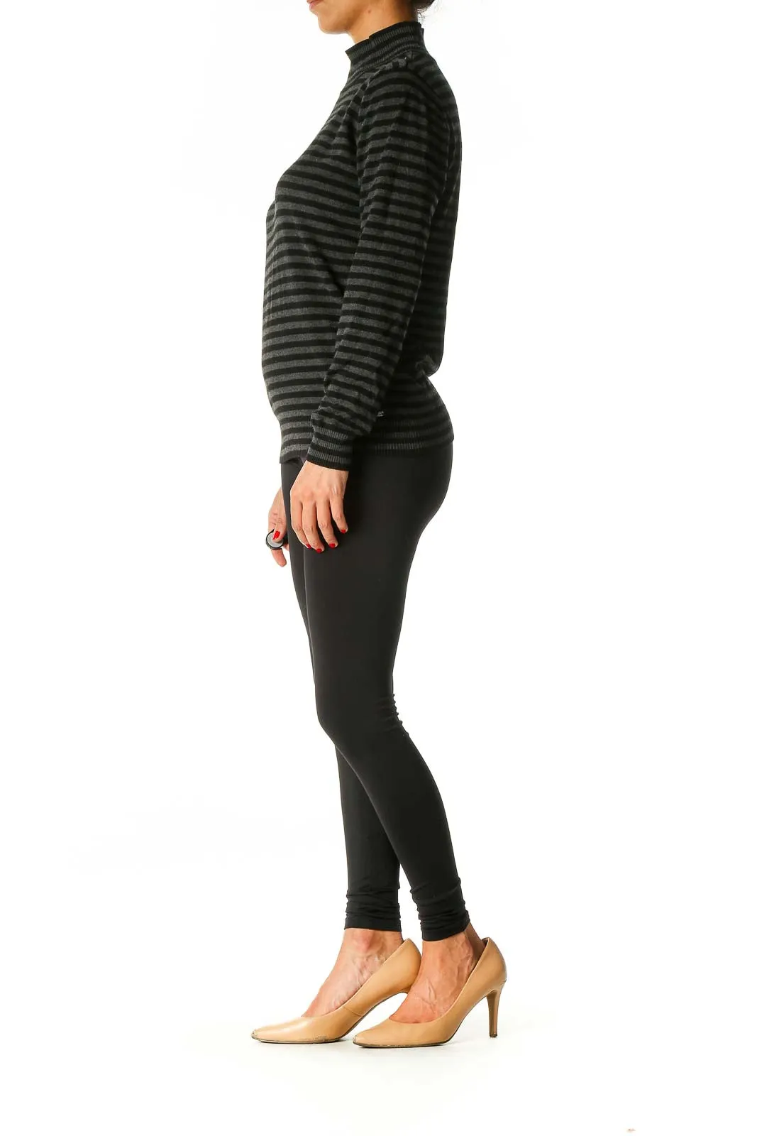 Black Striped Casual Sweater