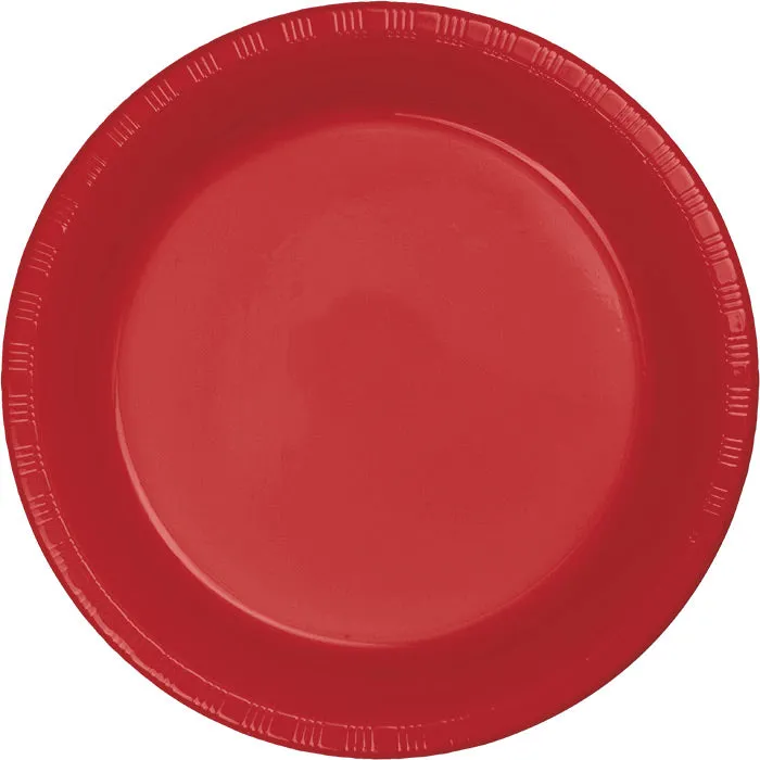 Bulk Classic Red Plastic Banquet Plates 10.25 inch (240 per Case)