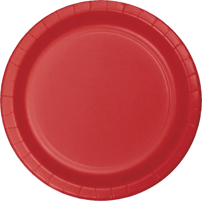 Bulk Classic Red Sturdy Style Paper Banquet Plates 10.25 inch (240 per Case)