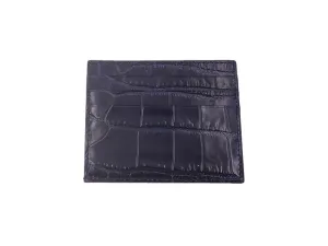 Card Holder 'Croc' Print Leather - Navy