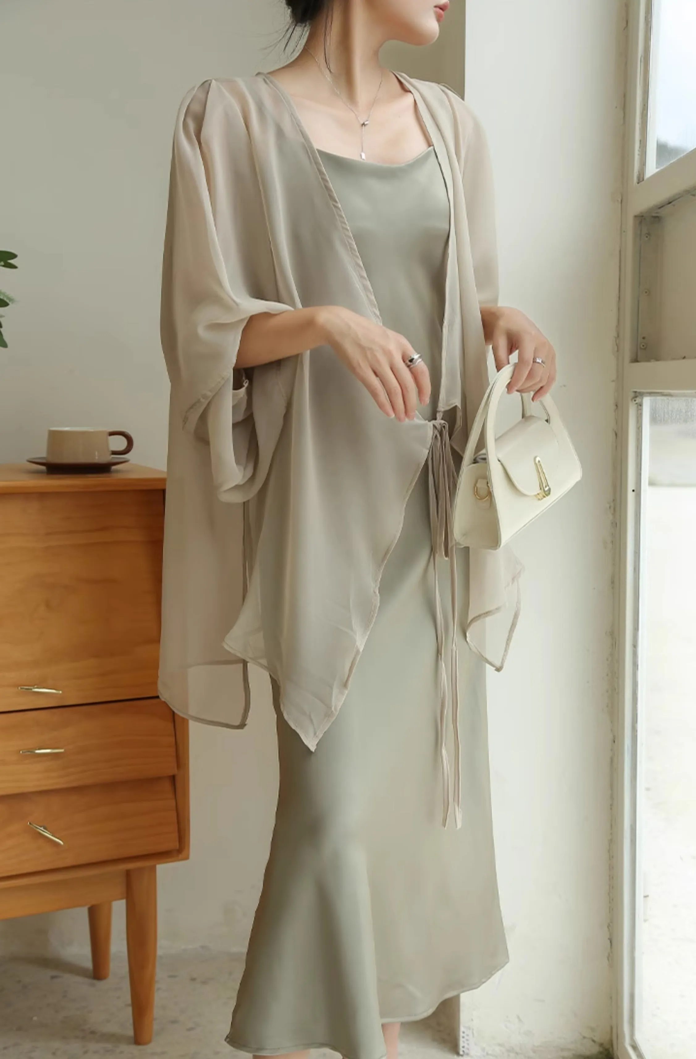 Cascading chiffon outerwear (preorder)