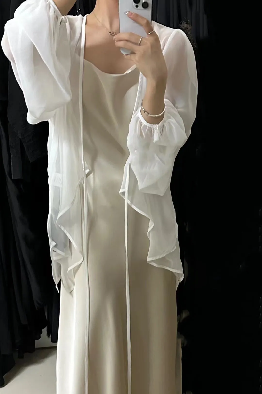 Cascading chiffon outerwear (preorder)