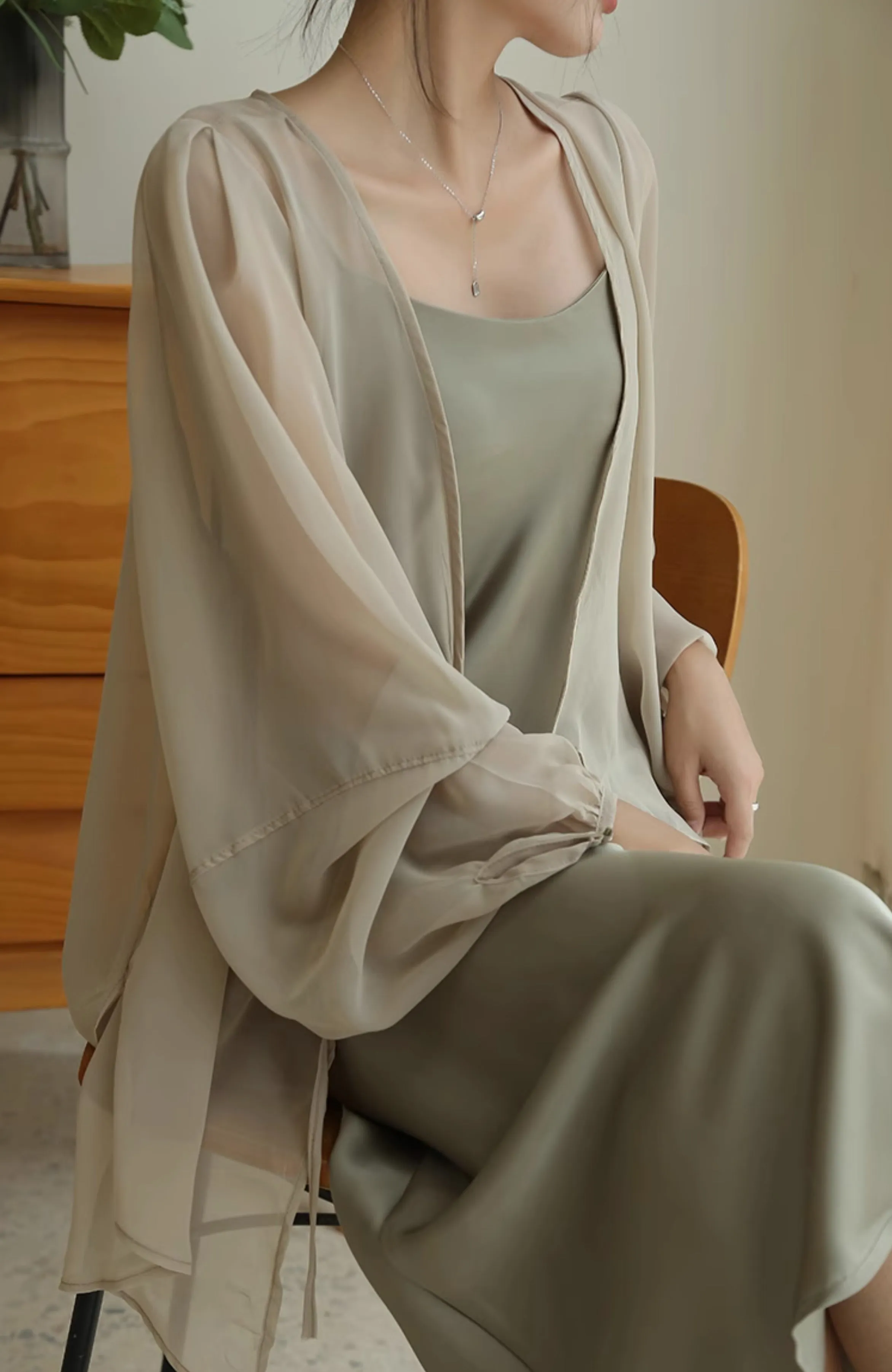 Cascading chiffon outerwear (preorder)