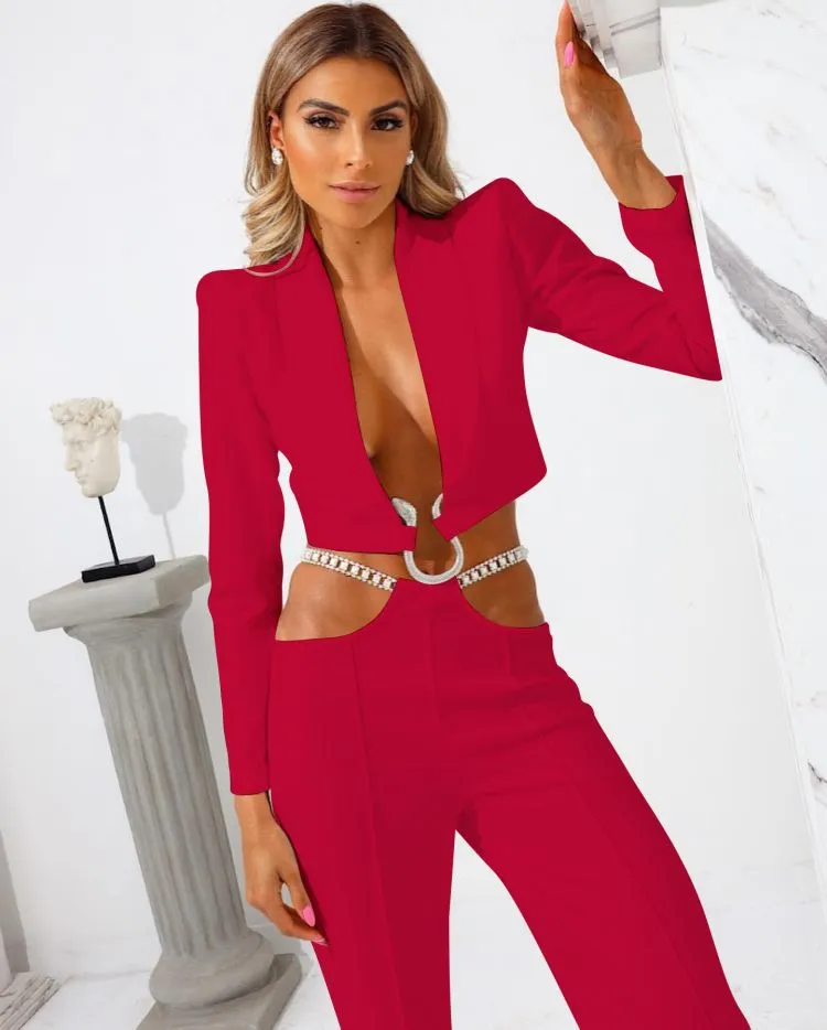 Chain belt Elegant two-piece suit