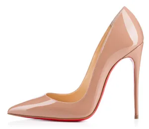 Christian Louboutin - "So Kate" 120 Nude Patent Point Toe High Heel - IT 39