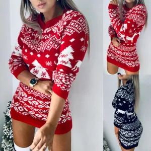 Christmas Reindeer Sweater Dress