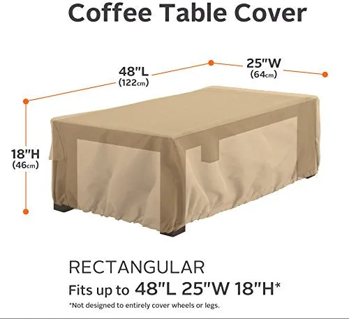 Classic Accessories Terrazzo Rectangular Patio Coffee Table Cover - All Weather Protection Outdoor Furniture Cover (59962)