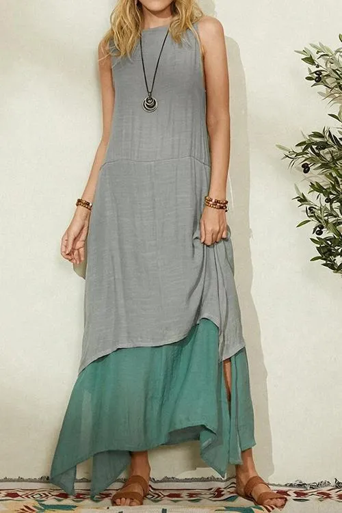 Color Block Layer Maxi Dress