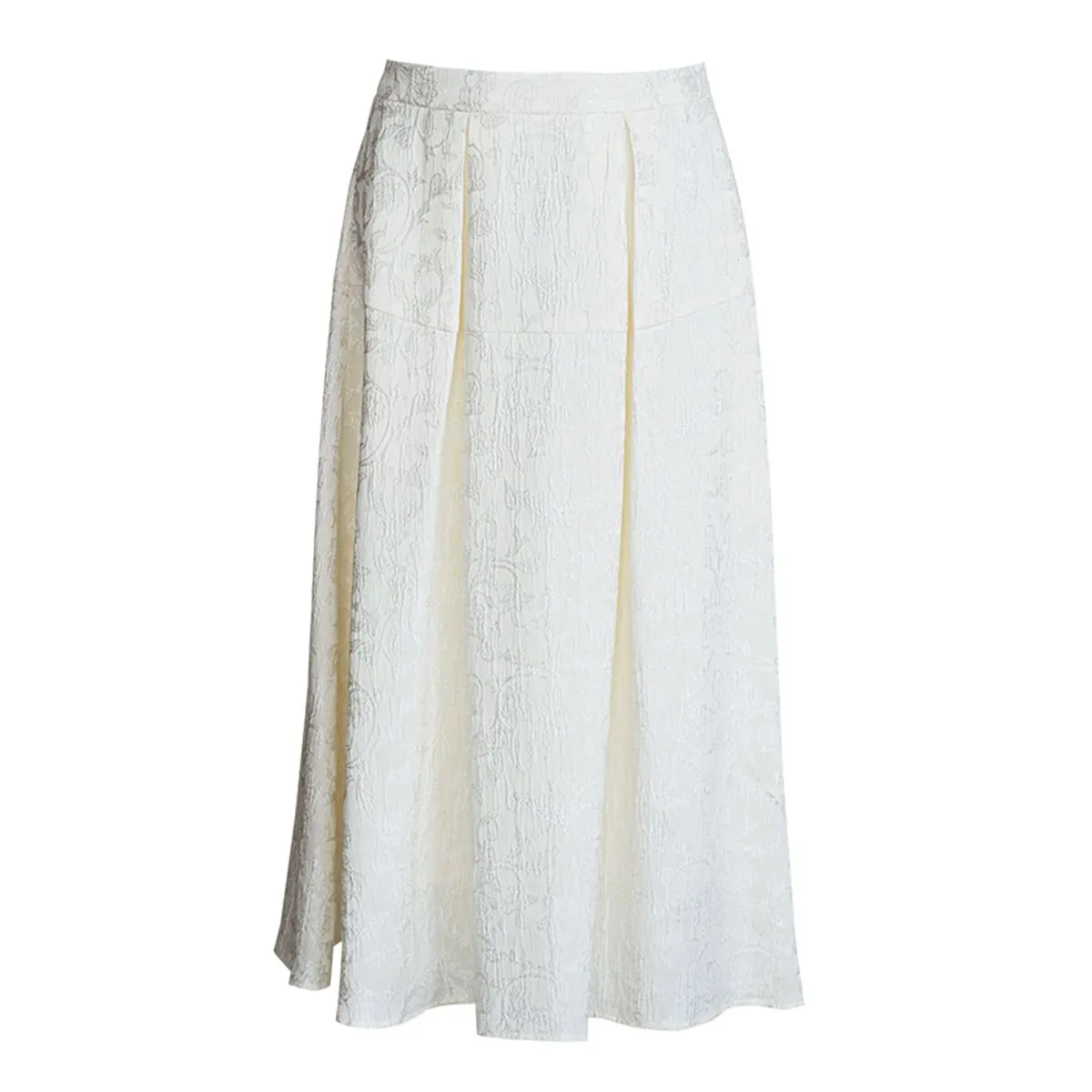 Elegant White A-Line Midi Skirt