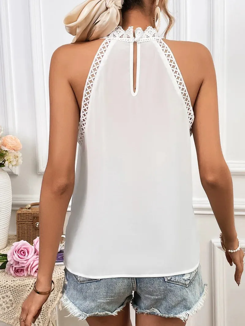 Elegant White Lace Tank Blouse for Women