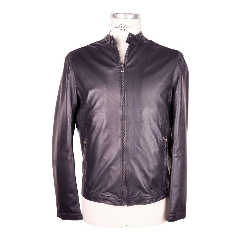 Emilio Romanelli Sleek Black Genuine Leather Jacket