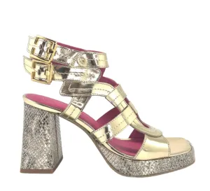 Etoile- platinum mirror gold platform heel