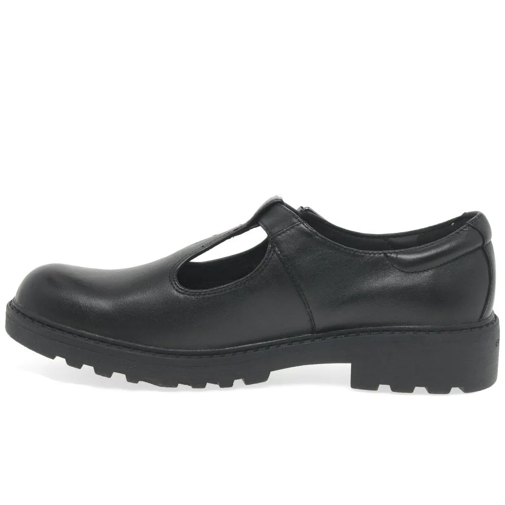 Geox J Casey Leather T-Bar Girls School Shoes