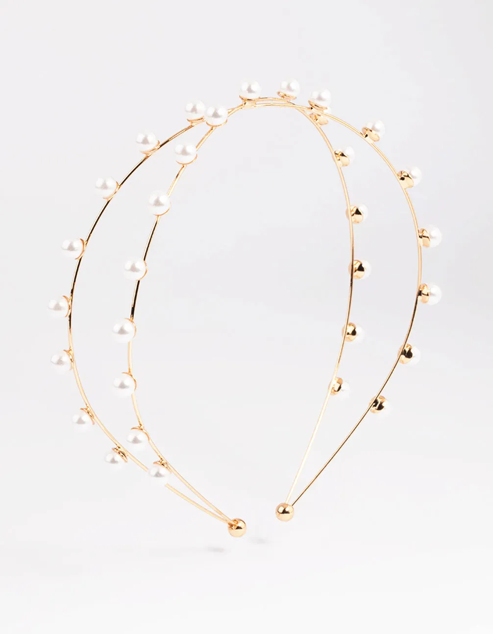 Gold Cross Over Pearl Headband