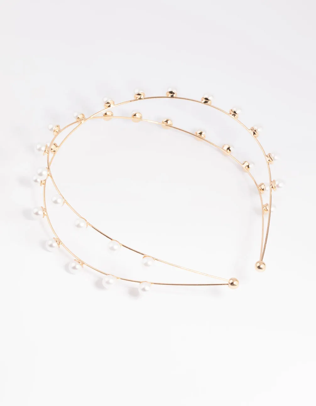 Gold Cross Over Pearl Headband