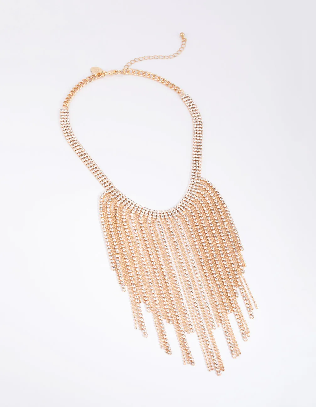 Gold Diamante Fringe Necklace