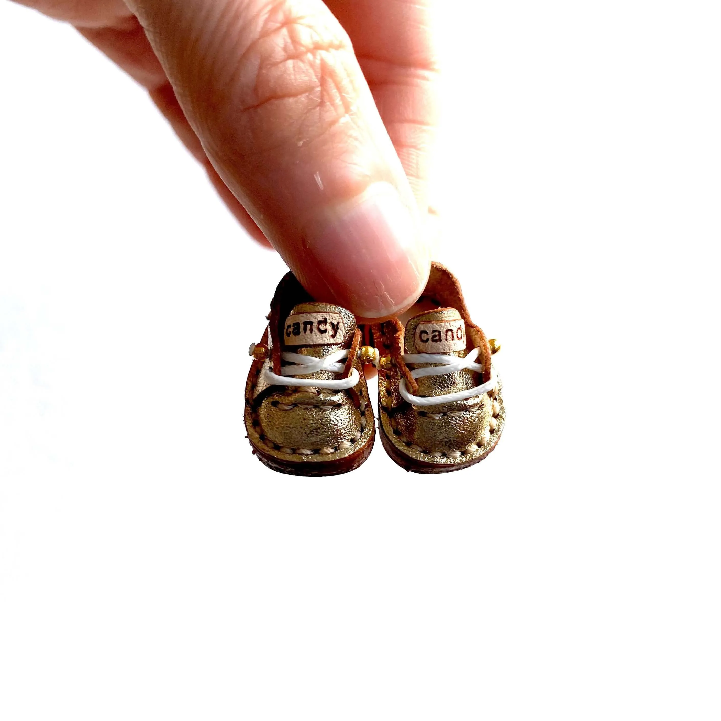 Gold leather Doll shoes OB11 doll shoes 1/12 shoes