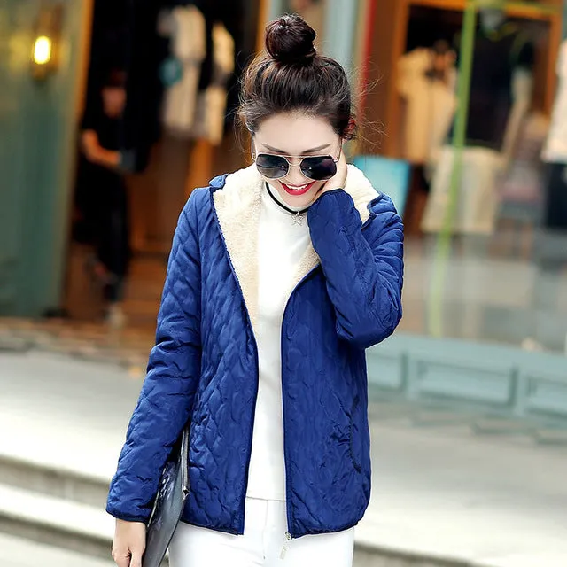 Hooded Fleece Women Winter Jacket 2017 New Arrival Casual Warm Long Sleeve Plus Size Ladies Basic Coat jaqueta feminina