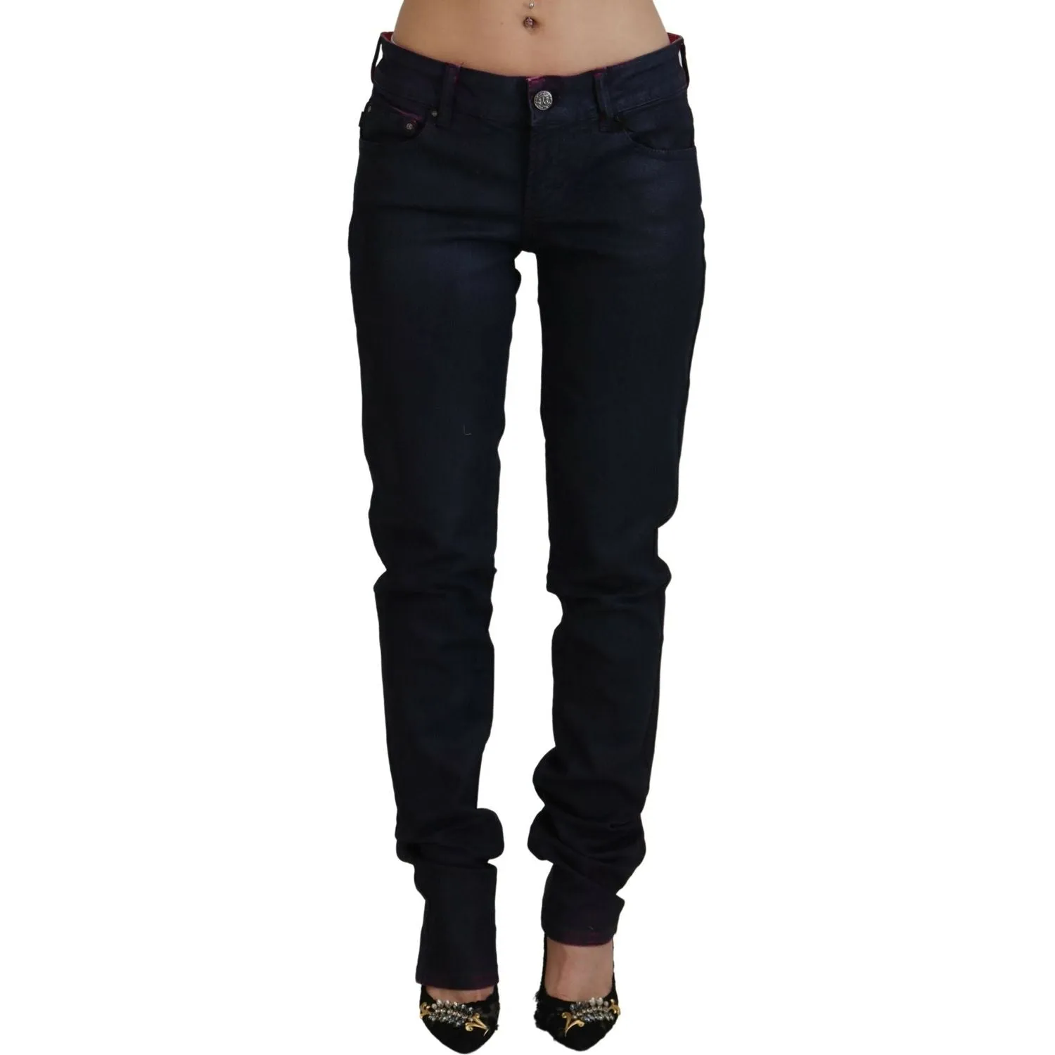 Just Cavalli Sleek Black Low Waist Denim Pants