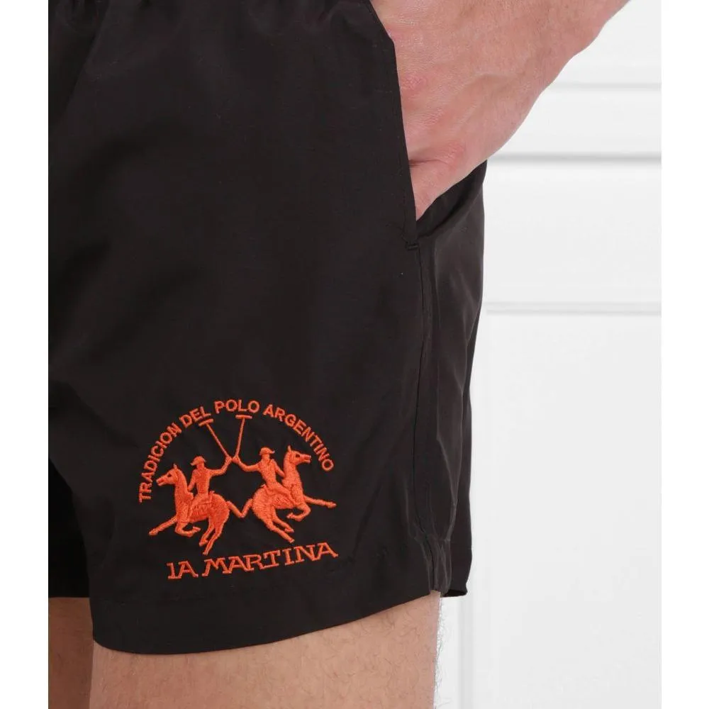 La Martina Sleek Black Drawstring Swim Boxers