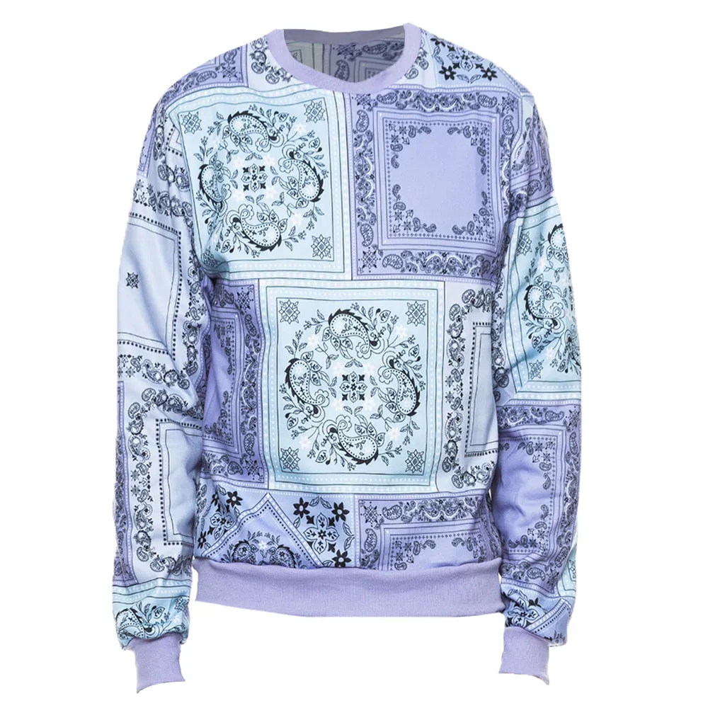 Lavender Paisley Print Crewneck Sweatshirt