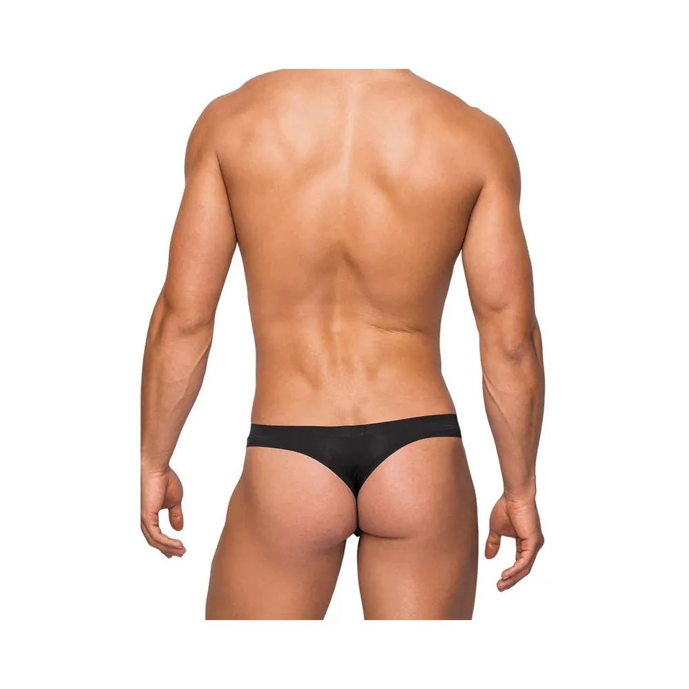 Male Power Seamless Sleek Sleek Thong W/sheer  Pouch Black Sm