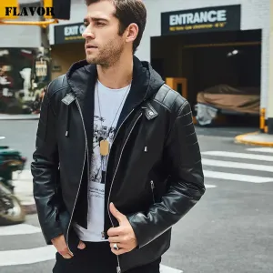 Men's Black Leather Motorcycle Jacket