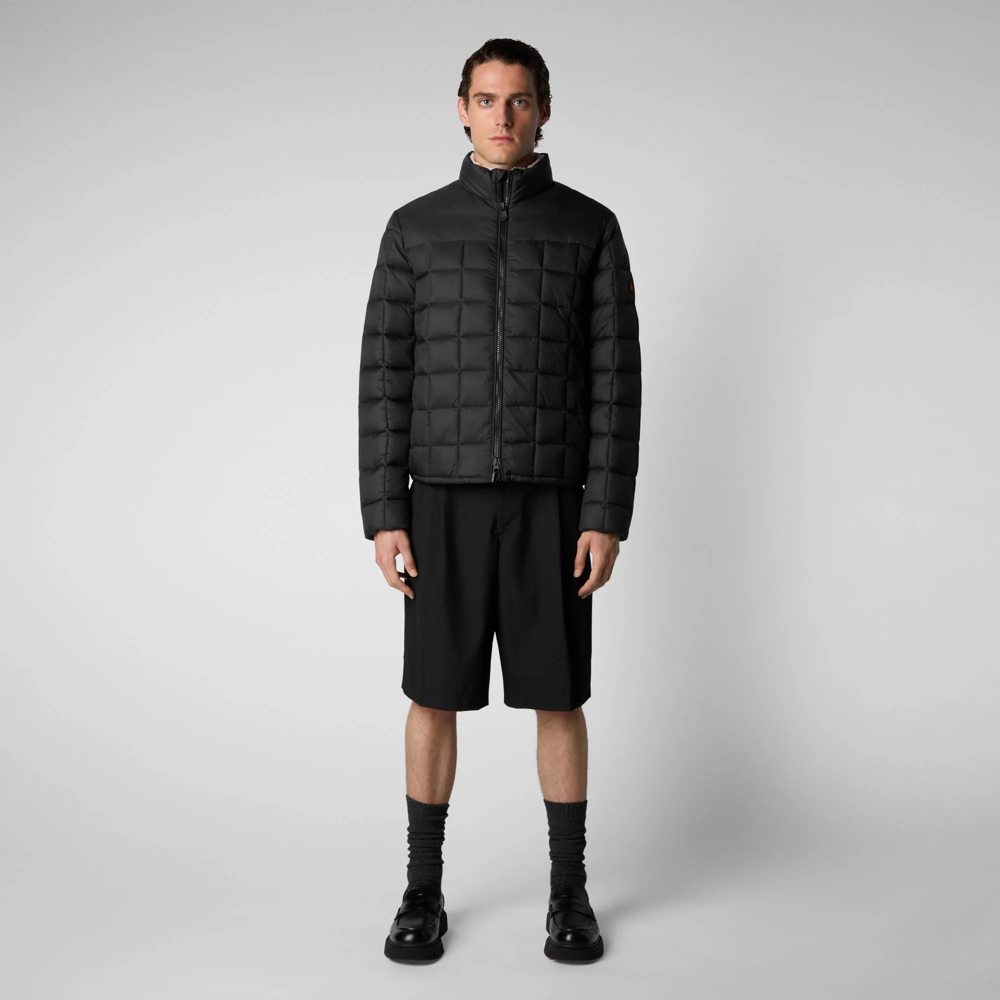 Men's Stalis Puffer Jacket with Faux Fur Lining in Black