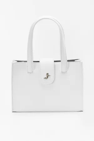 Mini leather crossover tote in white