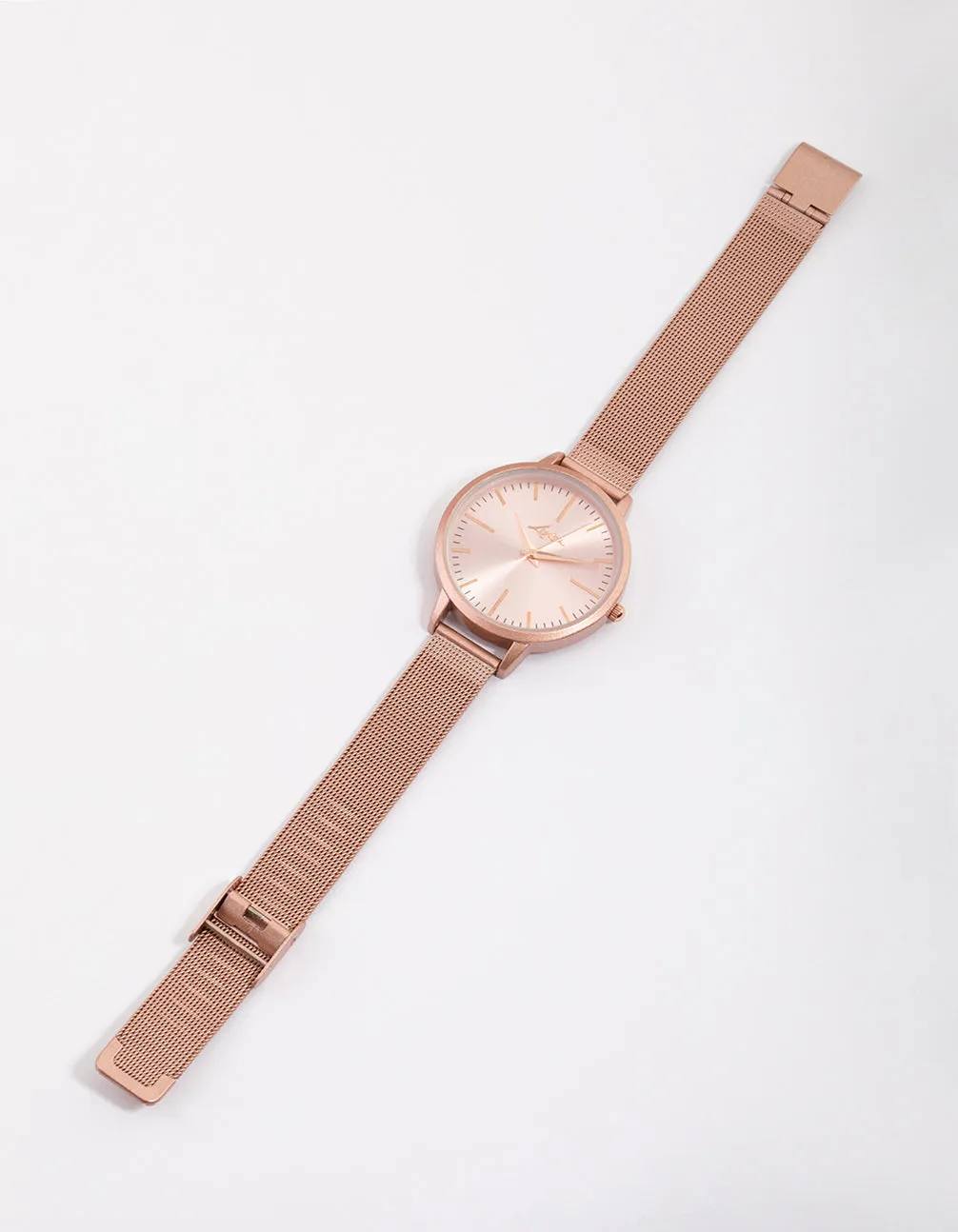 Mixed Metal Pink Metallic Mesh Watch