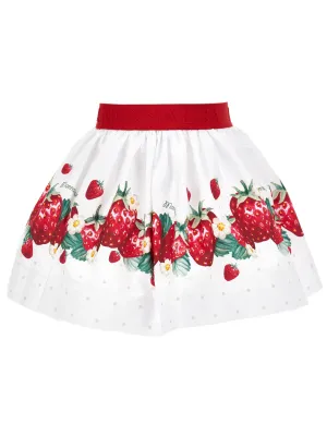 Monnalisa poplin skirt with strawberry print