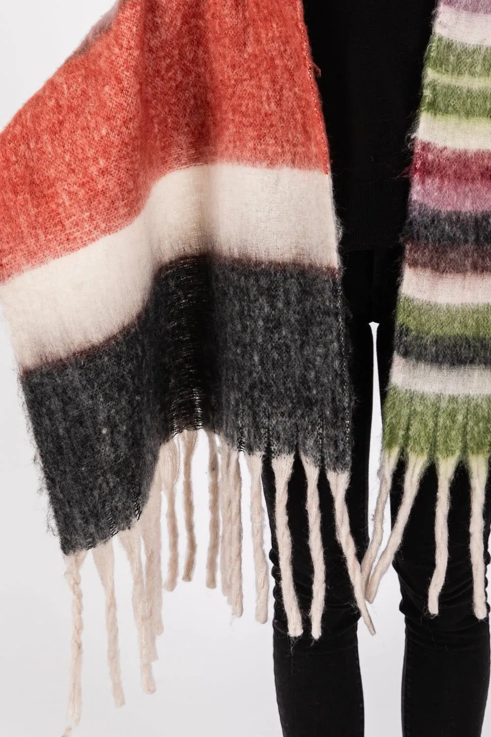 MS0390 Claudia Brushed Multi Color Stripe Scarf