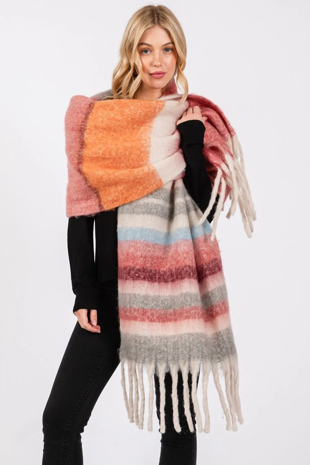 MS0390 Claudia Brushed Multi Color Stripe Scarf