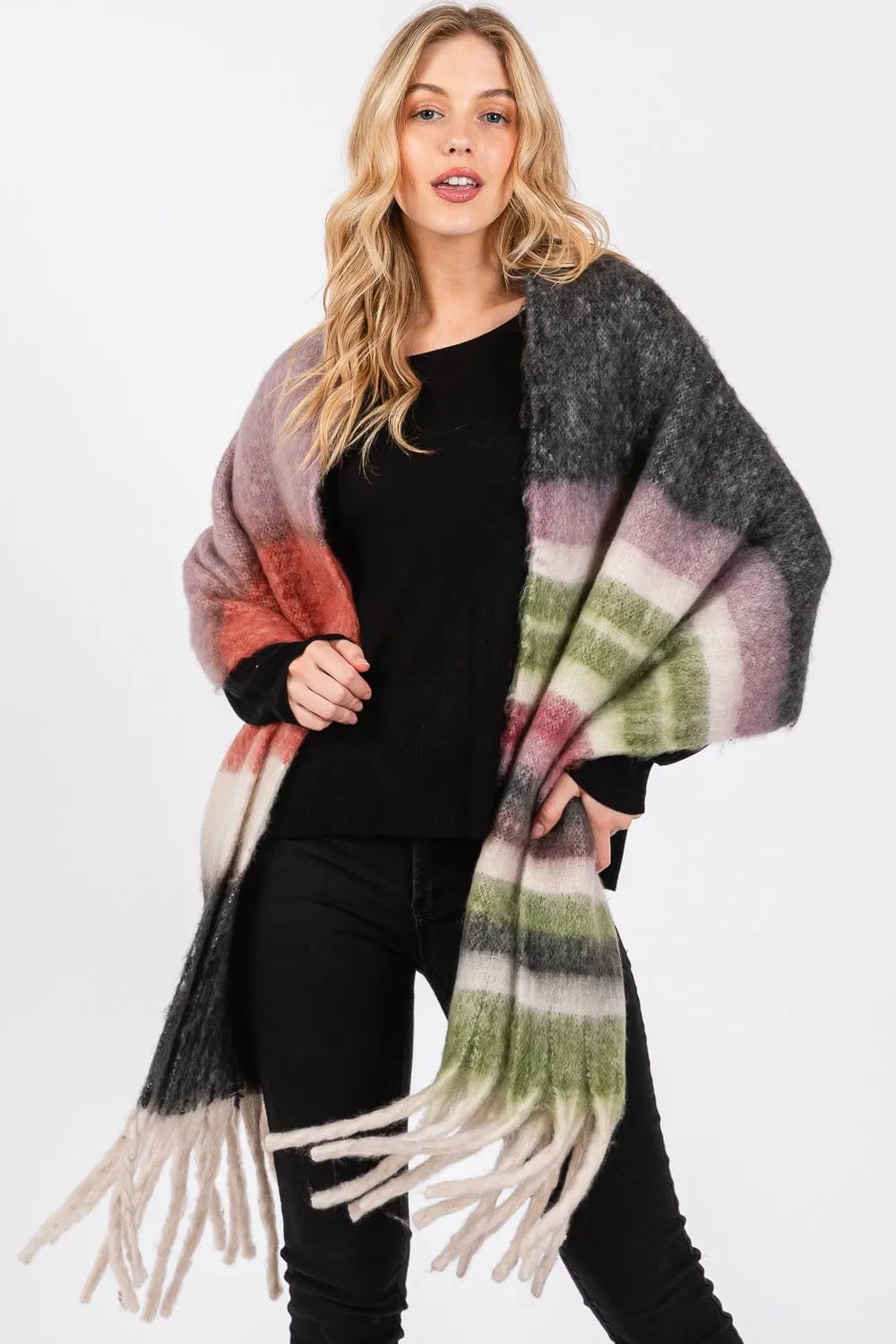 MS0390 Claudia Brushed Multi Color Stripe Scarf