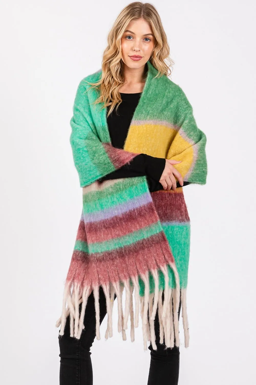 MS0390 Claudia Brushed Multi Color Stripe Scarf