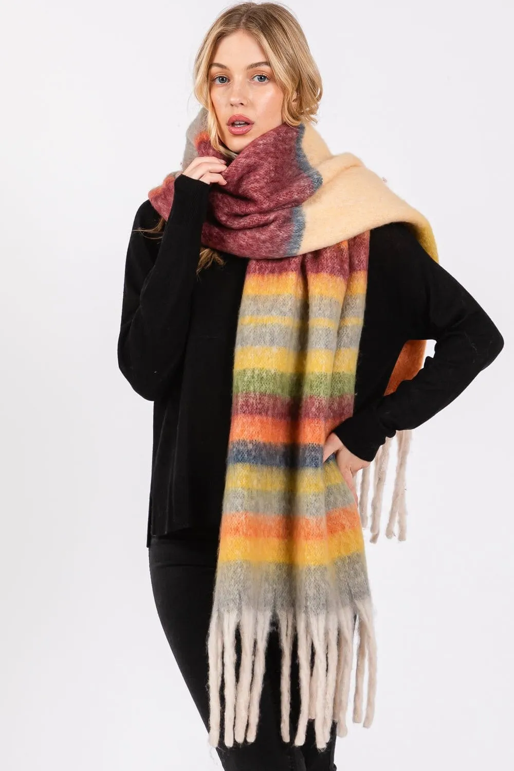 MS0390 Claudia Brushed Multi Color Stripe Scarf