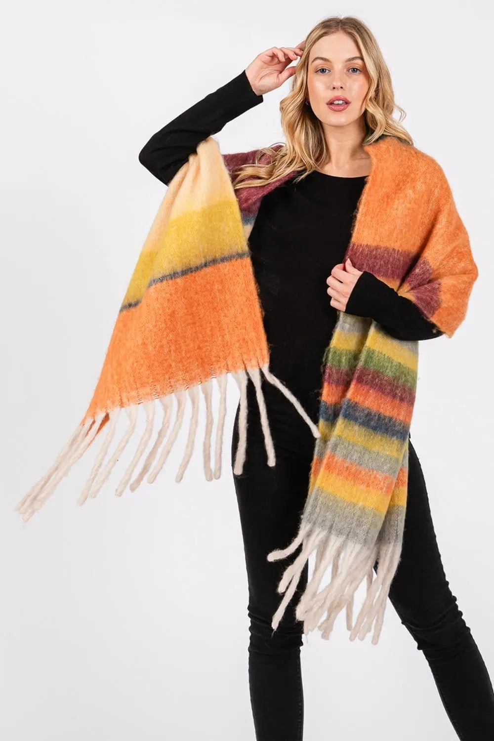 MS0390 Claudia Brushed Multi Color Stripe Scarf