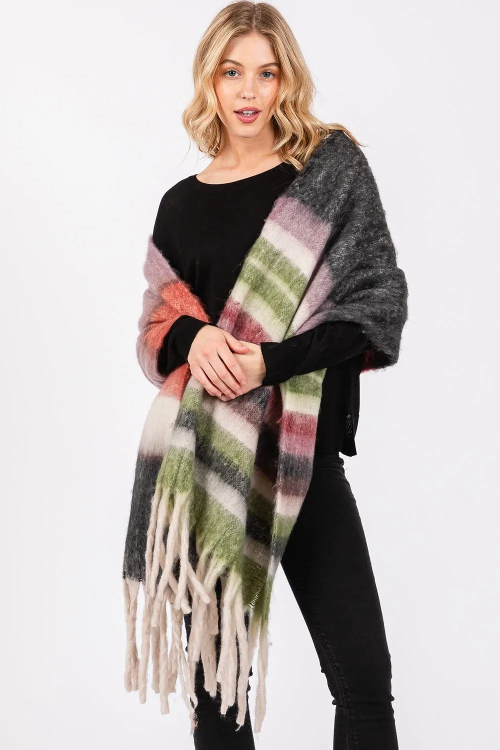 MS0390 Claudia Brushed Multi Color Stripe Scarf