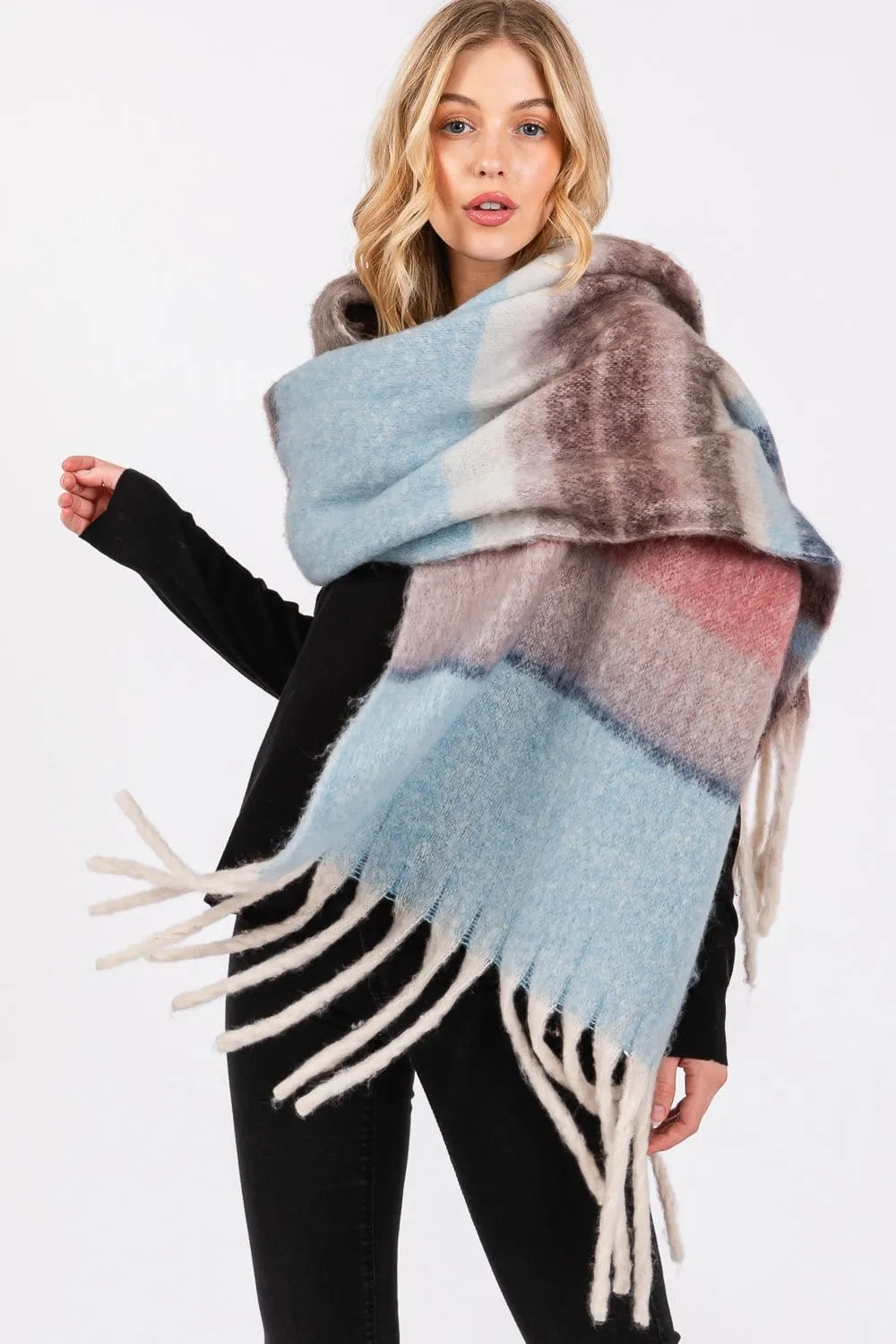 MS0390 Claudia Brushed Multi Color Stripe Scarf