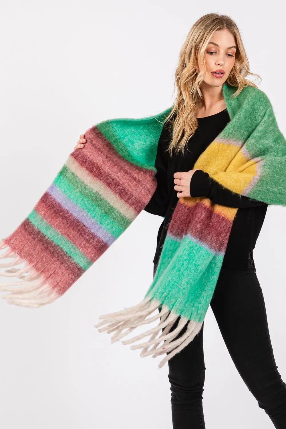 MS0390 Claudia Brushed Multi Color Stripe Scarf