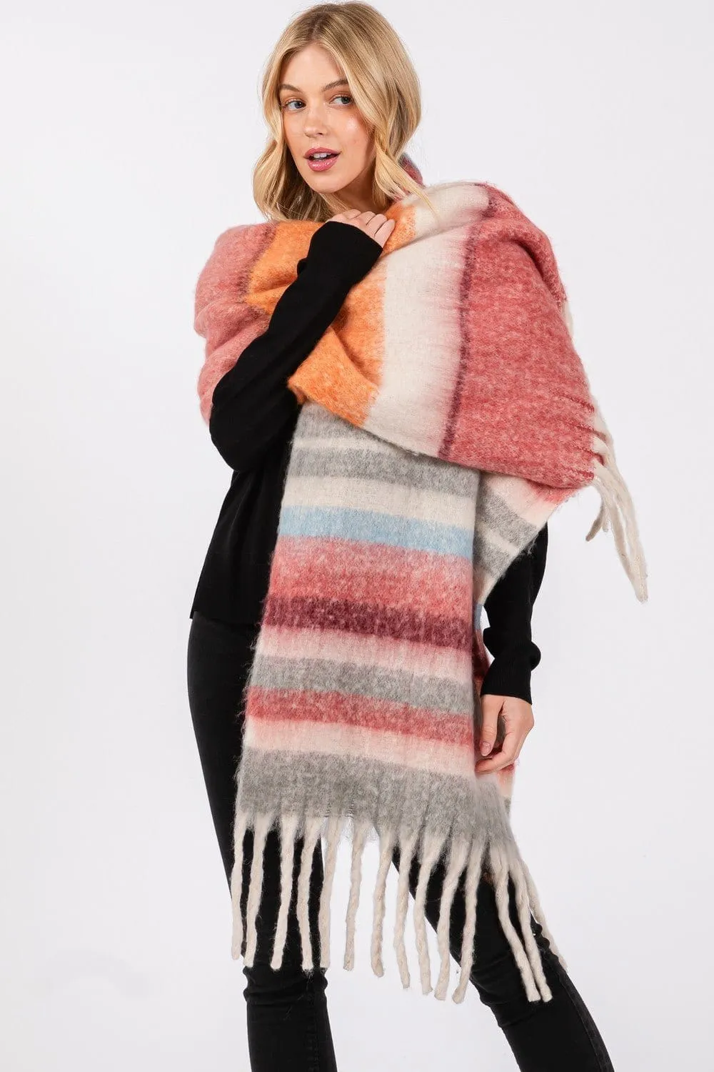 MS0390 Claudia Brushed Multi Color Stripe Scarf