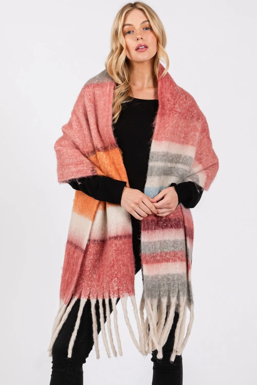 MS0390 Claudia Brushed Multi Color Stripe Scarf