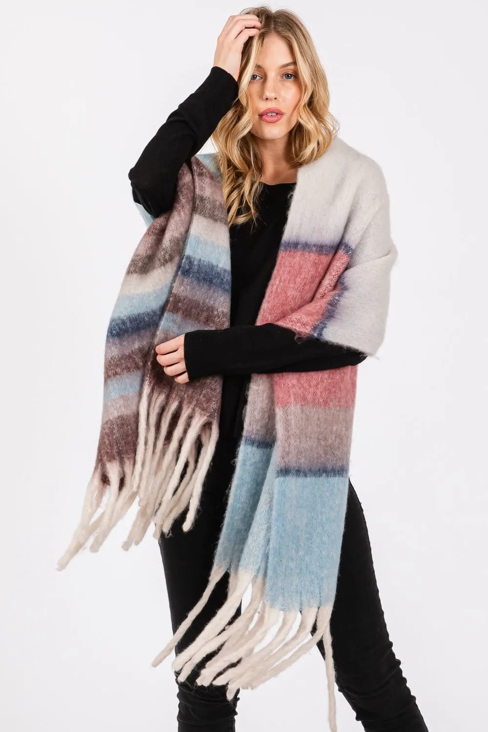 MS0390 Claudia Brushed Multi Color Stripe Scarf