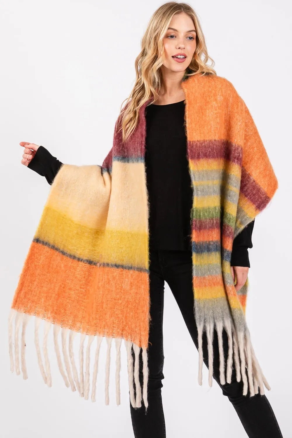 MS0390 Claudia Brushed Multi Color Stripe Scarf