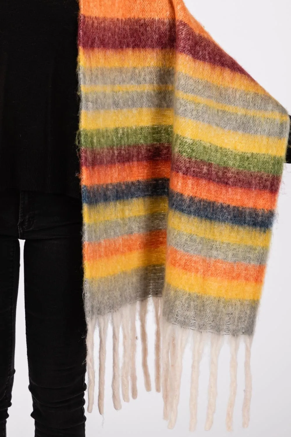 MS0390 Claudia Brushed Multi Color Stripe Scarf