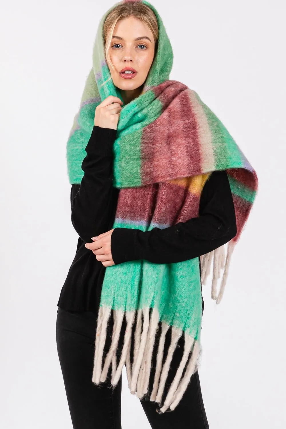 MS0390 Claudia Brushed Multi Color Stripe Scarf